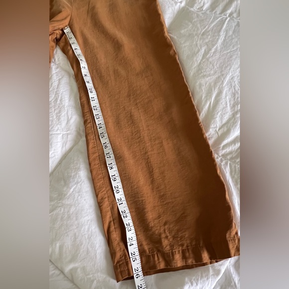 Skies Are Blue Women's Camel Brown Wide Leg minimalist Baggy Loose Fit Pants - Picture 11 of 13